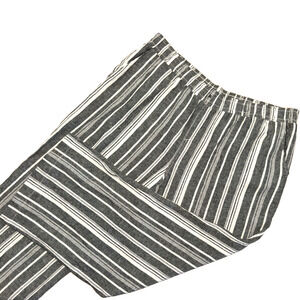 BRIGGS Wide Leg Pants Womens 2X Grey Striped Linen Blend Pull On Resort Summer